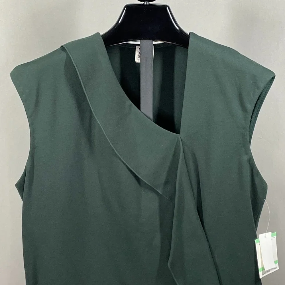 NEW! ANNE KLEIN FOREST GREEN CASCADE RUFFLE TOP! WOMENS 8! - Picture 2 of 12